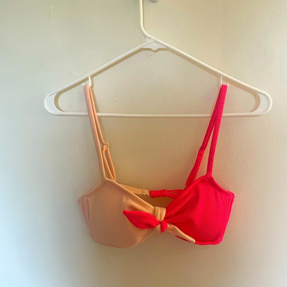 2 tone pink bikini top